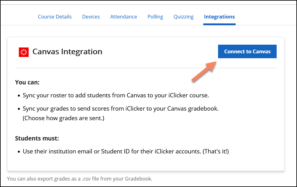 Click "Connect to Canvas"