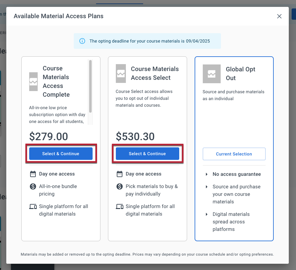 Select Complete or Select Plan