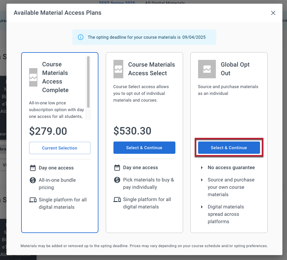 Select Opt Out