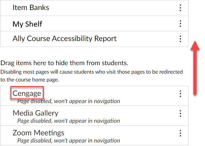 Add Cengage to the course navigation links